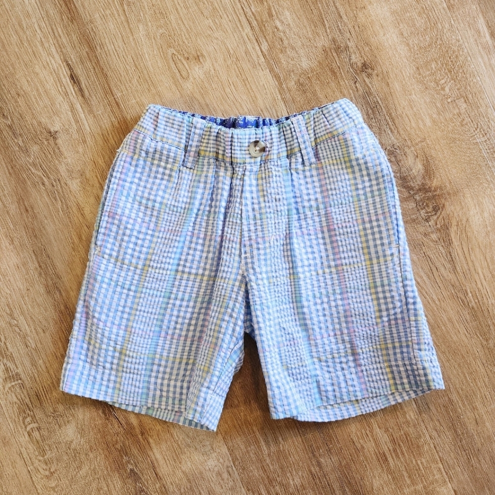 J. Bailey Toddler Blue Plaid Seersucker Shorts Pete Style Size 2T